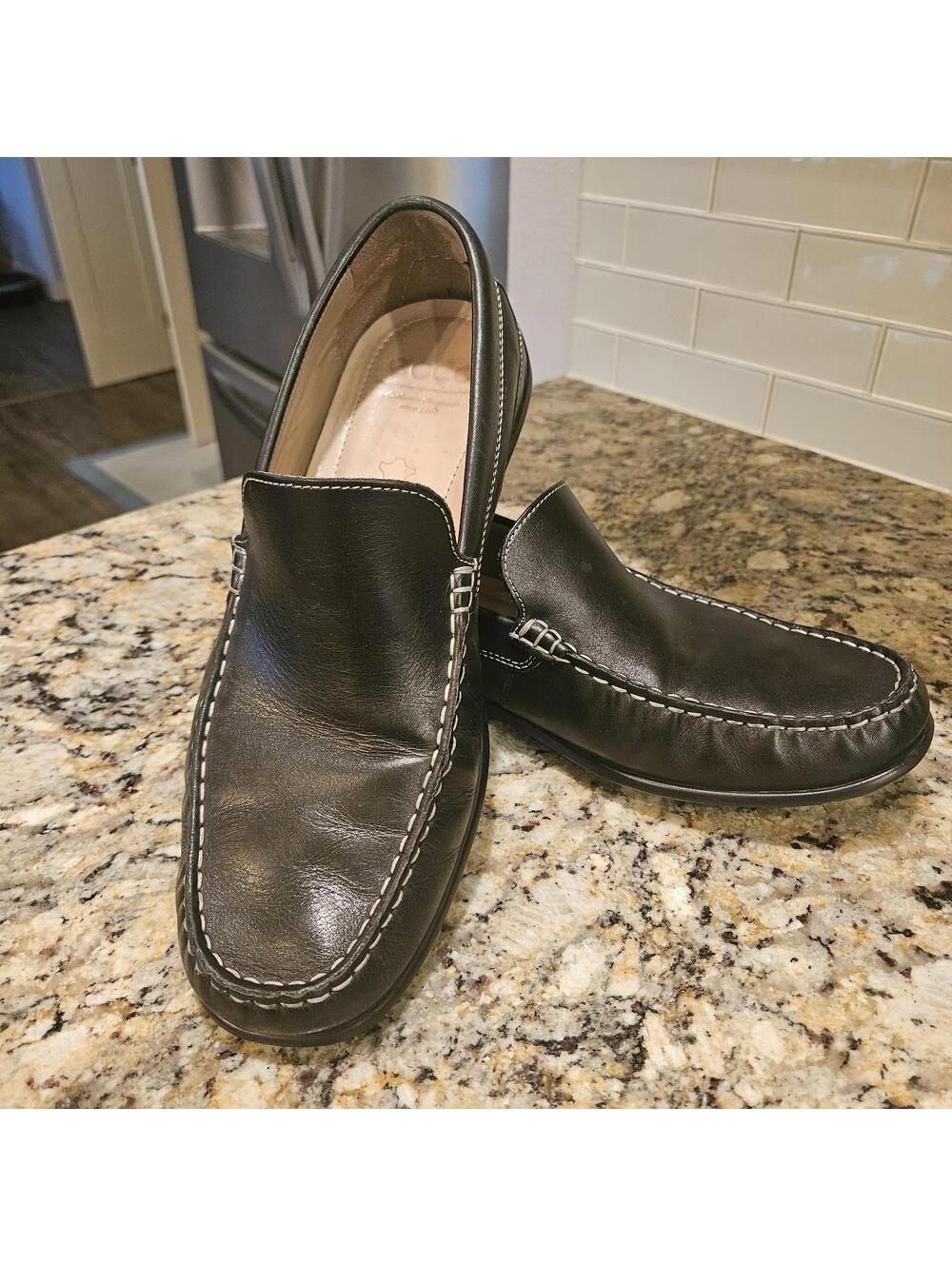 Ecco Classic Moc 2.0 Driving Shoes Men's 10 44 Black Leather Slip On Loafers